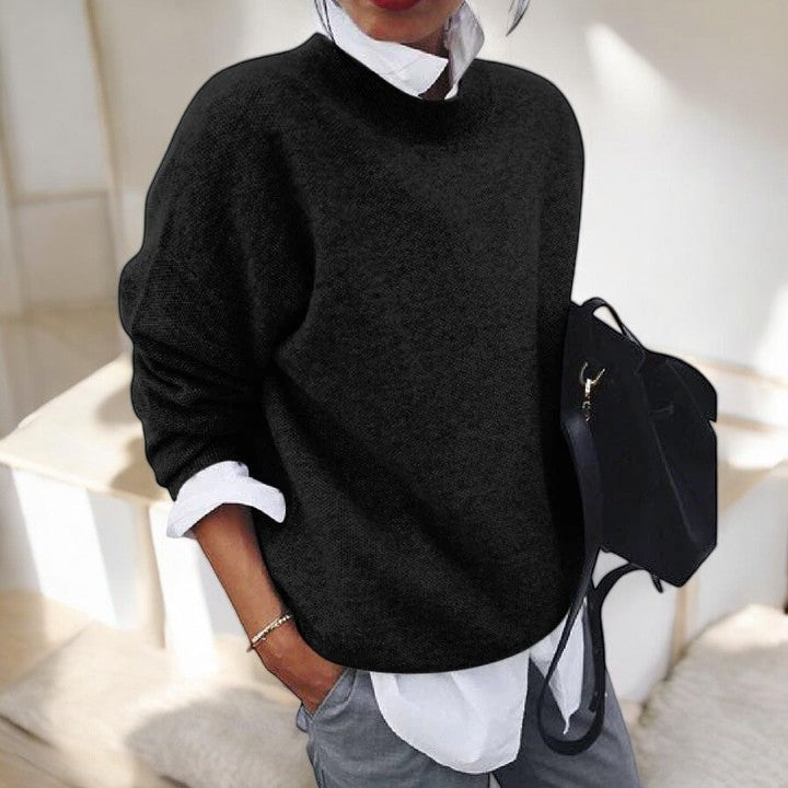 Suéter de Punto Cómodo para Mujeres con Cuello Alto y Manga Larga en Estilo Oversized Relajado