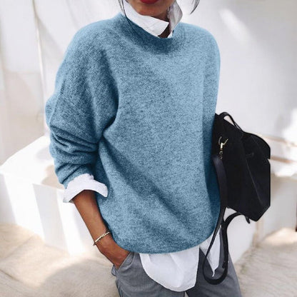 Suéter de Punto Cómodo para Mujeres con Cuello Alto y Manga Larga en Estilo Oversized Relajado