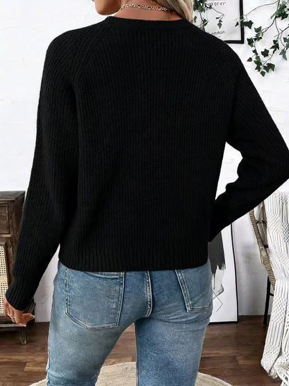 Cárdigan de Punto Acanalado Cómodo para Mujeres con Cuello en V, Manga Larga, Botones Frontal, Estilo Relajado y Corto