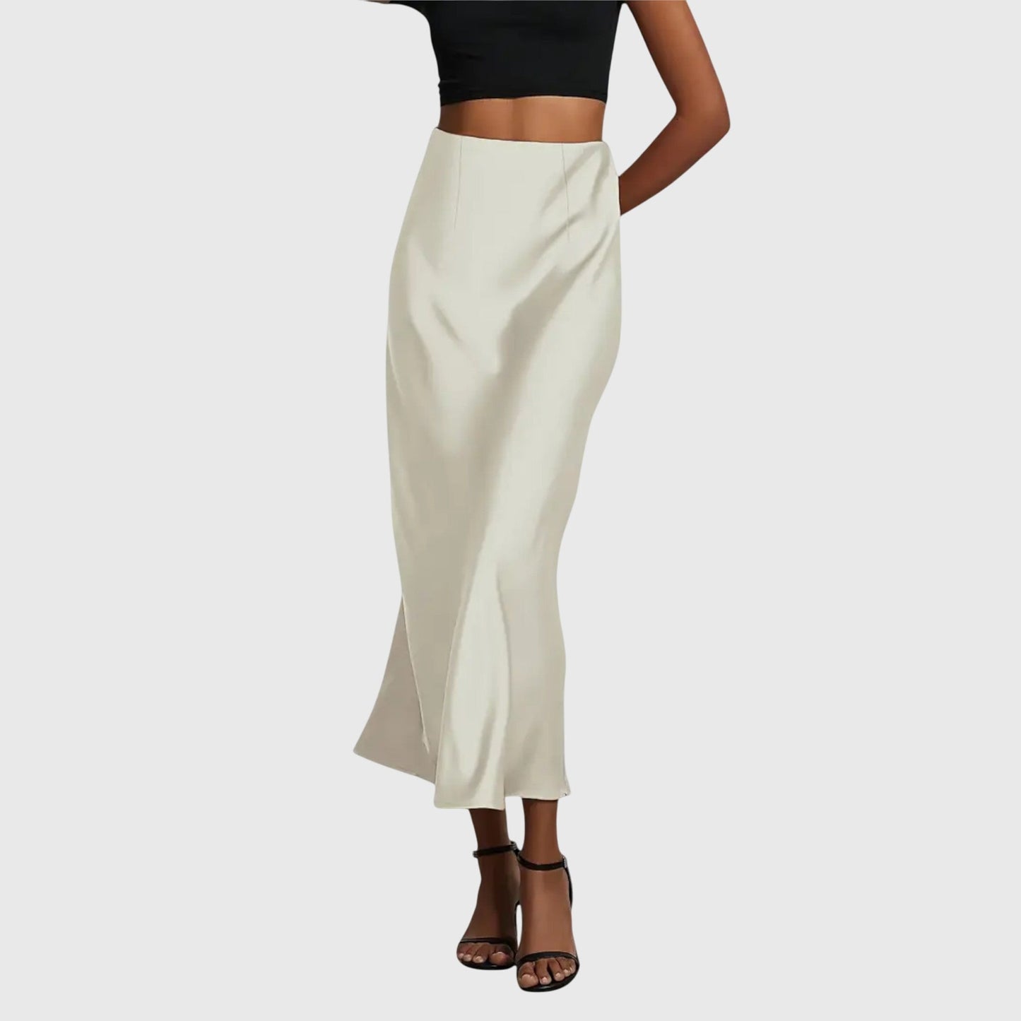 Falda Maxi Elegante para Mujeres con Cintura Alta, Corte en Sesgo de Satén, Ajustada, Estilo Casual para Salir