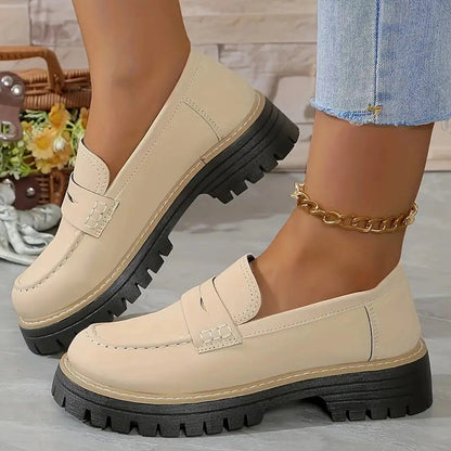 Mocasines Cómodos para Mujeres con Suela Chunky y Punta Redonda
