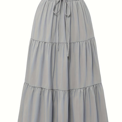 Falda Maxi Con Volantes Sin Esfuerzo para Mujeres con Cintura Paperbag y Cordón, Estilo Bohemio