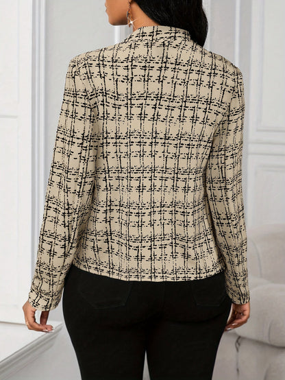 Blazer de Tweed Elegante para Mujeres con Cuello de Solapa, Manga Larga, Estilo Ajustado