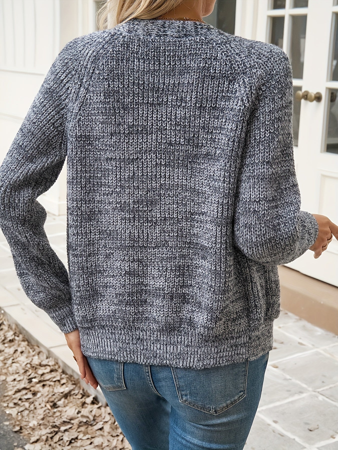 Suéter de Cardigan de Punto Grueso y Cómodo para Mujeres con Cuello en V, Manga Larga y Estilo Relajado con Botones