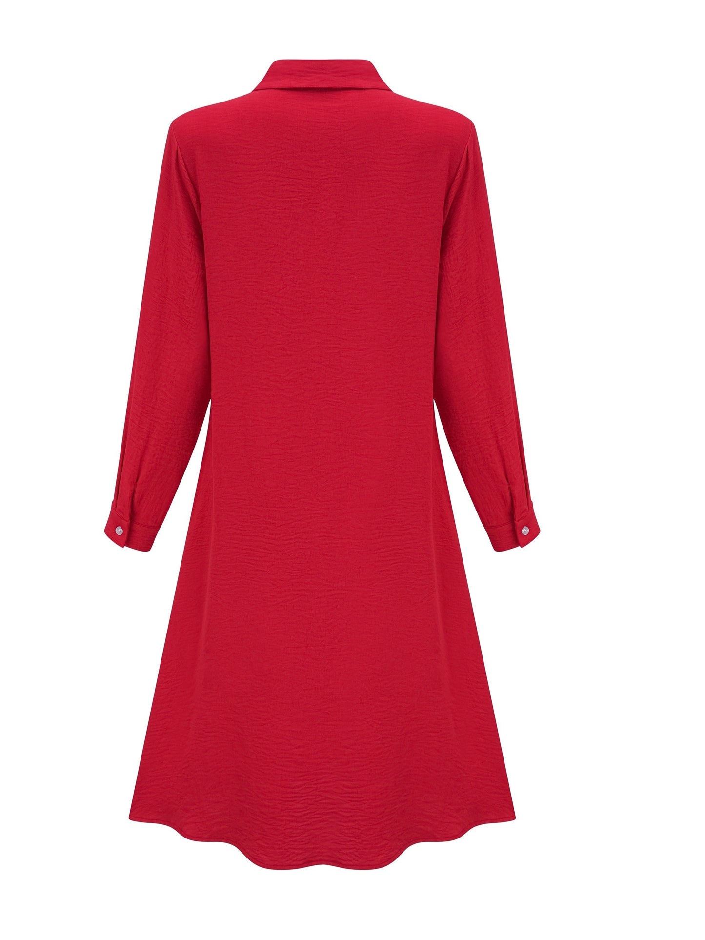 Vestido Camisa Elegante de Botones Frontal para Mujeres con Cuello y Manga Larga Estilo A Linea Fluyente
