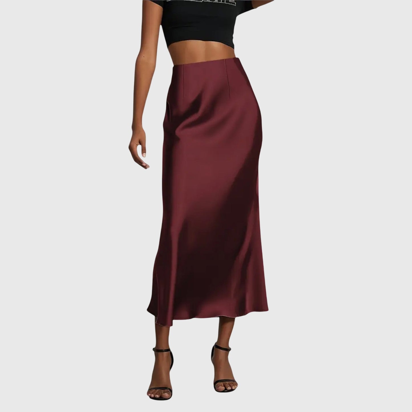 Falda Maxi Elegante para Mujeres con Cintura Alta, Corte en Sesgo de Satén, Ajustada, Estilo Casual para Salir