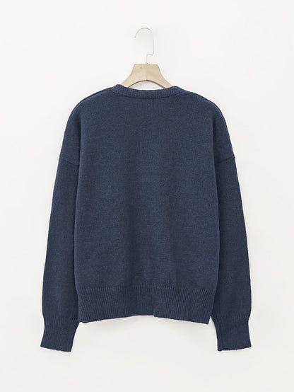 Suéter Cardigan Cómodo para Mujeres con Cuello en V, Manga Larga, Botones en la Parte Delantera, Estilo Relajado y Oversized