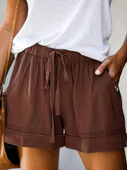 Pantalones Cortos de Lino Sin Esfuerzo para Mujeres con Cintura Alta, Cinturilla Ajustable y Estilo Casual Relajado