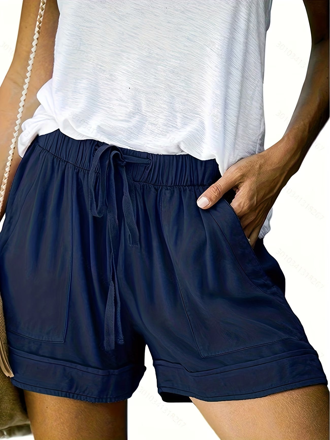 Pantalones Cortos de Lino Sin Esfuerzo para Mujeres con Cintura Alta, Cinturilla Ajustable y Estilo Casual Relajado