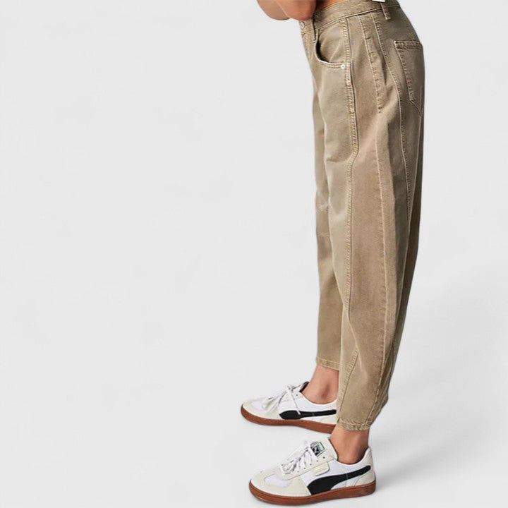 Jeans de Pierna Ancha Sin Esfuerzo para Mujeres con Cintura Alta y Costura Curvada Estilo Relajado y Holgado