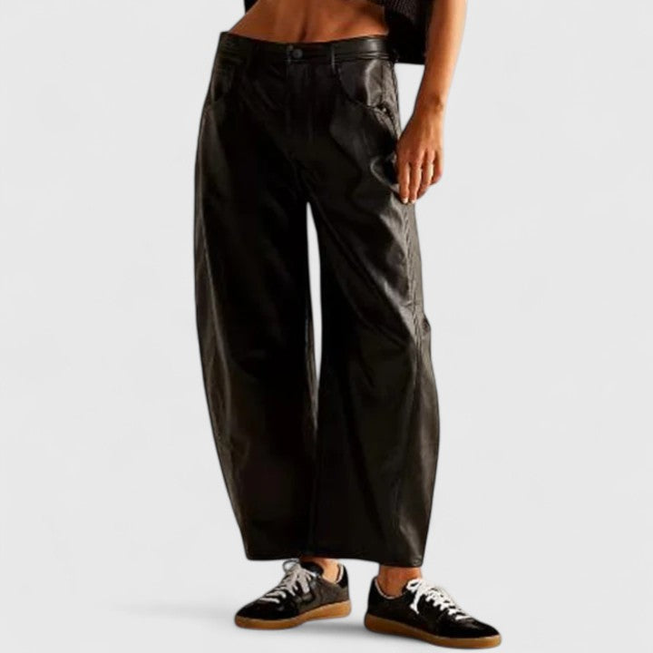 Jeans de Pierna Ancha Sin Esfuerzo para Mujeres con Cintura Alta y Costura Curvada Estilo Relajado y Holgado