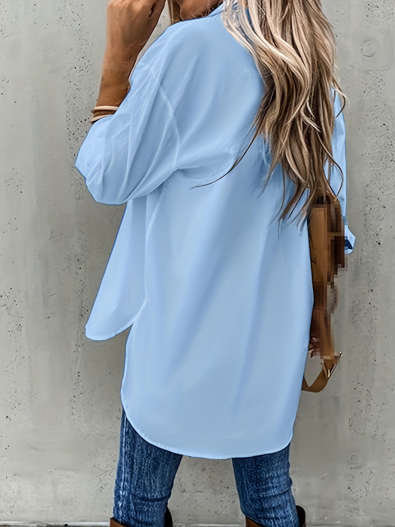 Camisa de Manga Larga de Color Sólido para Mujeres
