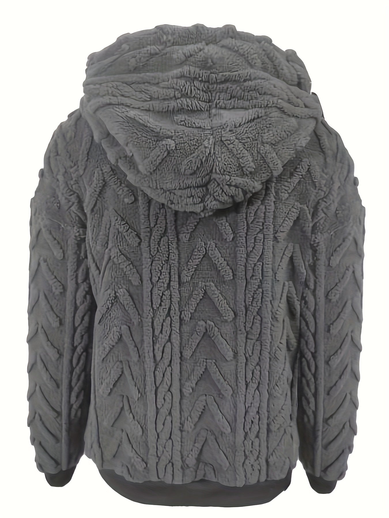 Sudadera de Forro Polar de Punto Trenzado Cómoda para Mujeres con Capucha Ajustable, Manga Larga, Estilo Oversized y Acogedor