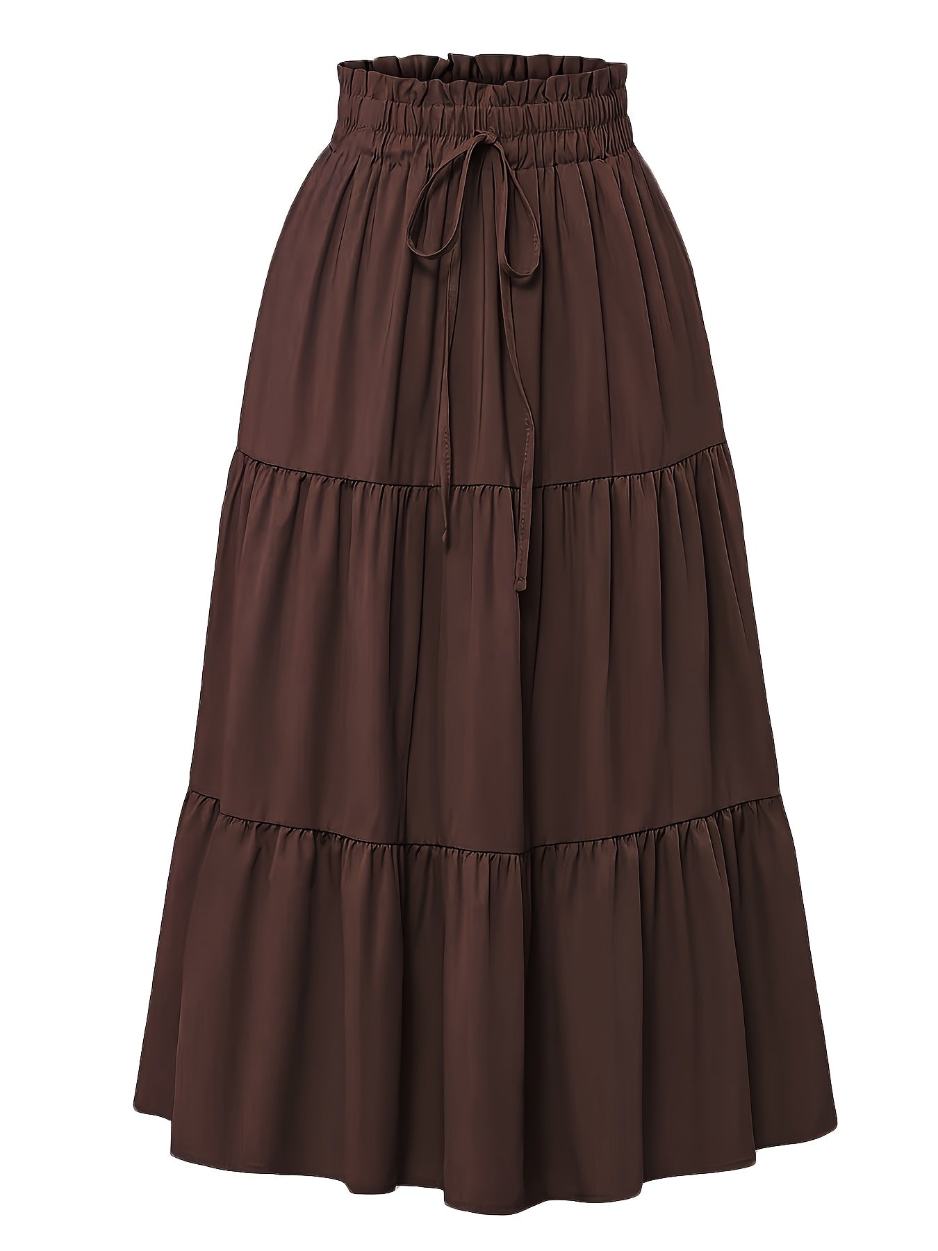 Falda Maxi Con Volantes Sin Esfuerzo para Mujeres con Cintura Paperbag y Cordón, Estilo Bohemio