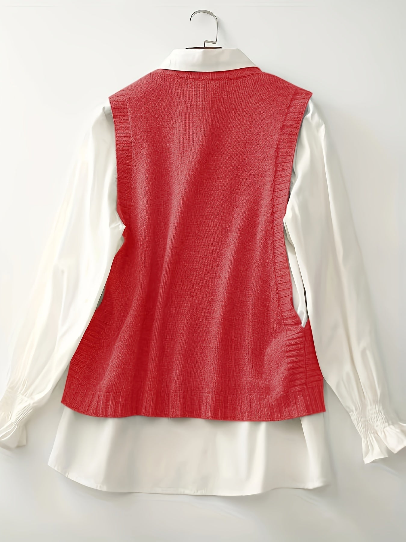Chaleco de Suéter Cómodo para Mujeres con Cuello Redondo Sin Mangas y Detalle de Botones en Estilo Relajado y Oversized
