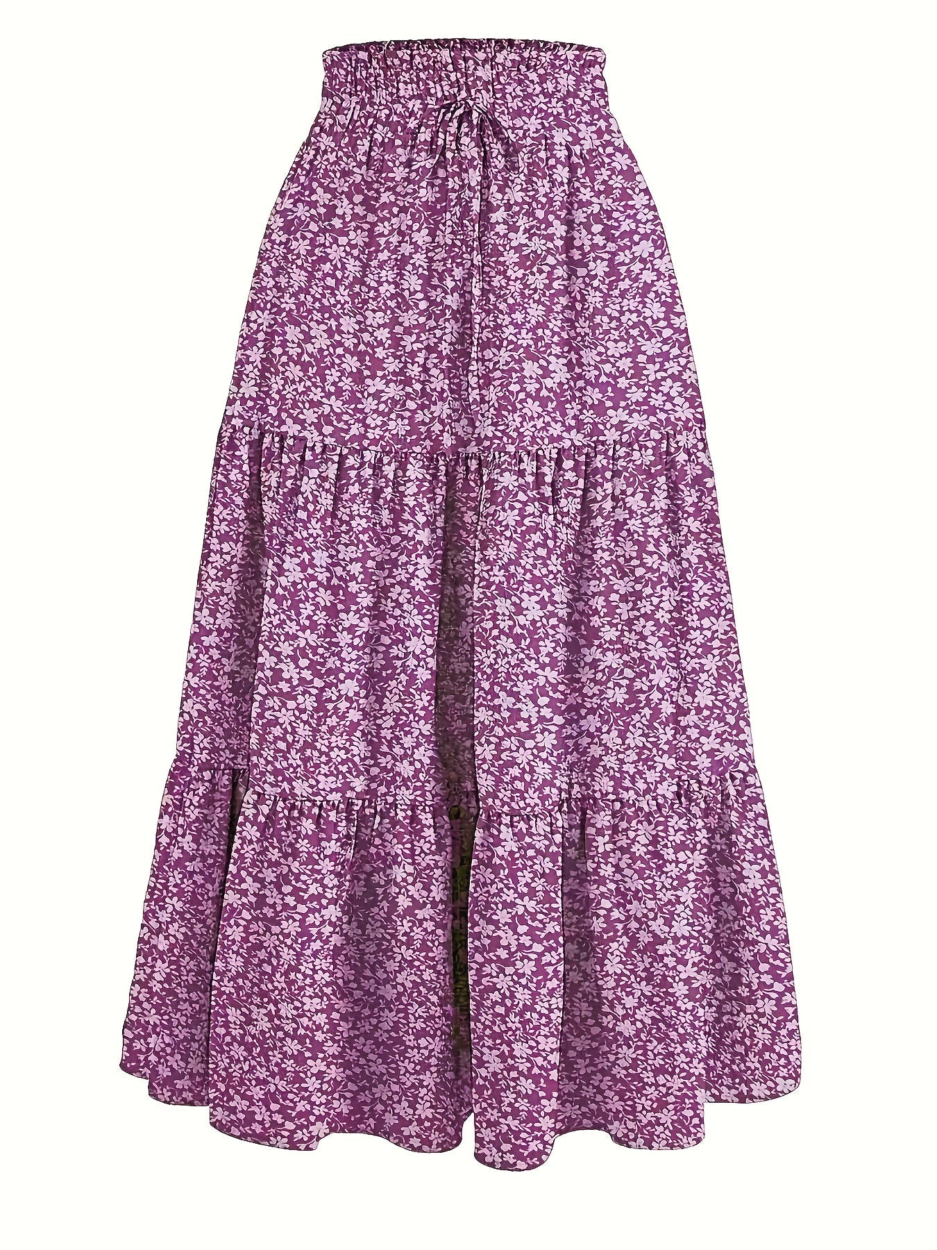 Falda Maxi Con Volantes Sin Esfuerzo para Mujeres con Cintura Paperbag y Cordón, Estilo Bohemio