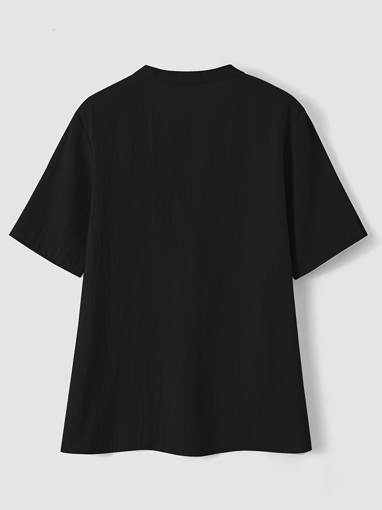 Blusa Texturizada Sin Esfuerzo para Mujeres con Escote en V Notch, Manga Corta, Estilo Relajado y Botones en la Parte Frontal