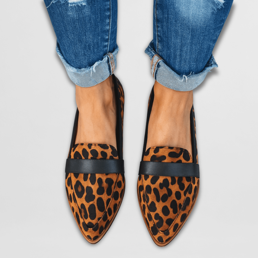 Mocasín de ante para mujer sin esfuerzo con punta afilada y tacón bajo, estilo casual