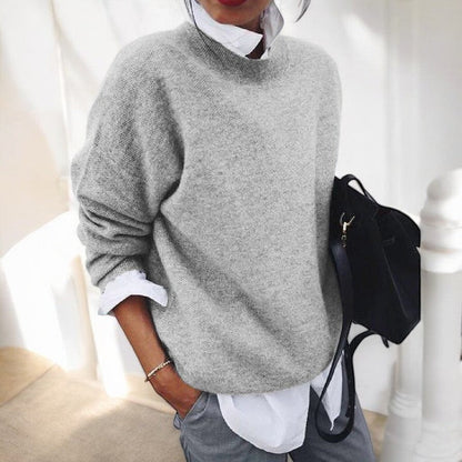 Suéter de Punto Cómodo para Mujeres con Cuello Alto y Manga Larga en Estilo Oversized Relajado