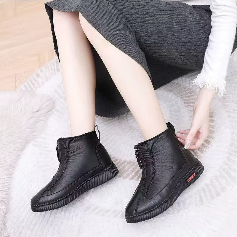 Zapatos de Invierno Cómodos para Mujeres con Forro de Forro Polar Estilo Botín con Cierre Lateral