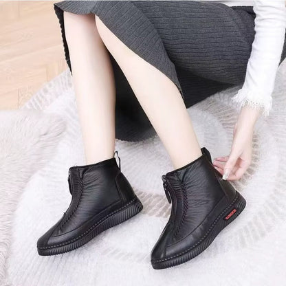 Zapatos de Invierno Cómodos para Mujeres con Forro de Forro Polar Estilo Botín con Cierre Lateral