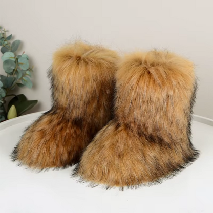 Botas de Piel Sintética para Mujeres con Estilo Acogedor de Invierno y Tobillo Esponjoso