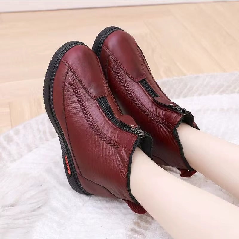 Zapatos de Invierno Cómodos para Mujeres con Forro de Forro Polar Estilo Botín con Cierre Lateral