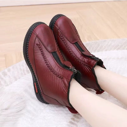 Zapatos de Invierno Cómodos para Mujeres con Forro de Forro Polar Estilo Botín con Cierre Lateral
