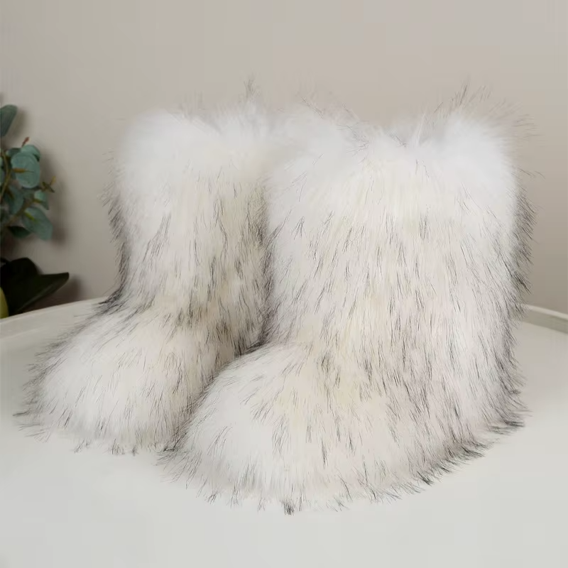 Botas de Piel Sintética para Mujeres con Estilo Acogedor de Invierno y Tobillo Esponjoso