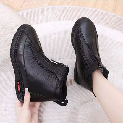 Zapatos de Invierno Cómodos para Mujeres con Forro de Forro Polar Estilo Botín con Cierre Lateral