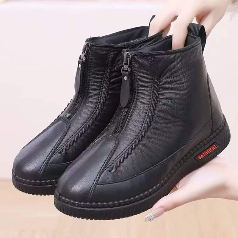 Zapatos de Invierno Cómodos para Mujeres con Forro de Forro Polar Estilo Botín con Cierre Lateral