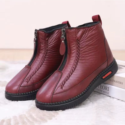 Zapatos de Invierno Cómodos para Mujeres con Forro de Forro Polar Estilo Botín con Cierre Lateral