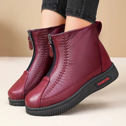 Zapatos de Invierno Cómodos para Mujeres con Forro de Forro Polar Estilo Botín con Cierre Lateral