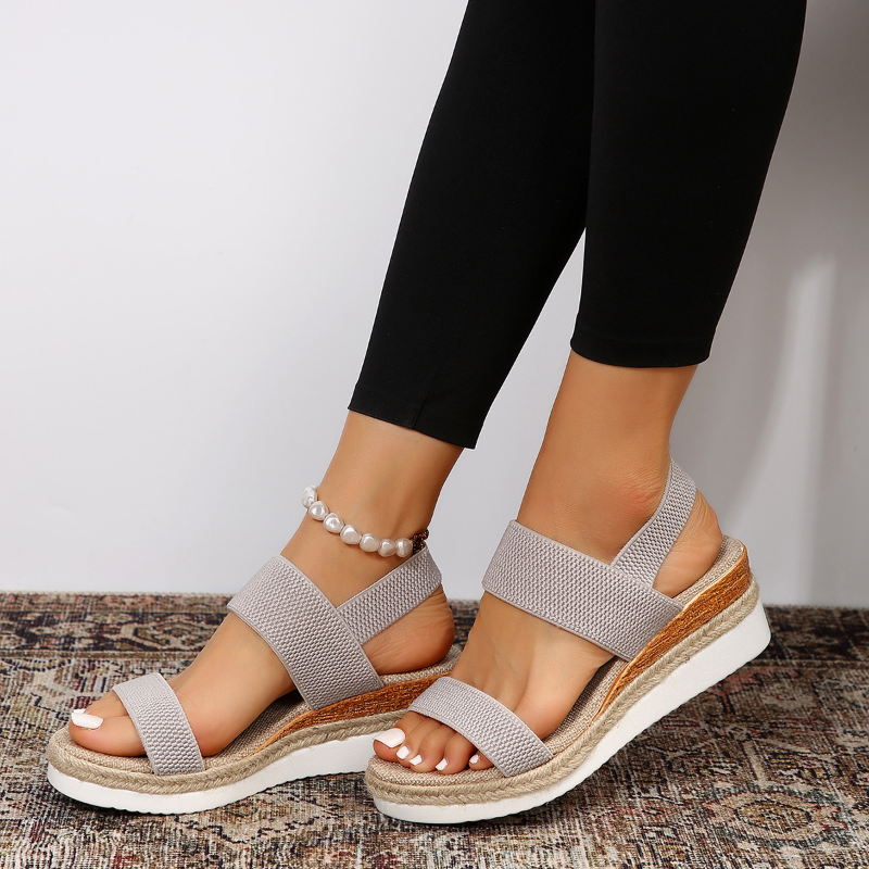 Sandalias Cómodas para Mujeres con Correa Elástica y Plataforma Acolchada Estilo Slingback de Punta Abierta