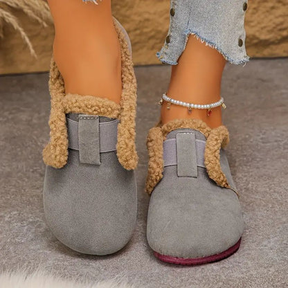 Zapatos de Invierno Cómodos para Mujeres con Detalle de Correa de Piel Sintética Estilo Plano con Acolchado