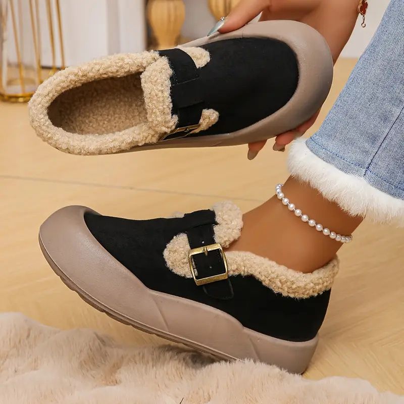 Zapatos Mary Jane cómodos para mujeres con detalle de piel sintética, correa con hebilla, plataforma y estilo slip on