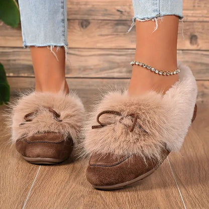 Zapatillas Cómodas para Mujeres con Detalle de Pompon de Piel Sintética, Zapatos de Casa Acolchados