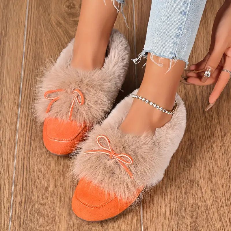 Zapatillas Cómodas para Mujeres con Detalle de Pompon de Piel Sintética, Zapatos de Casa Acolchados
