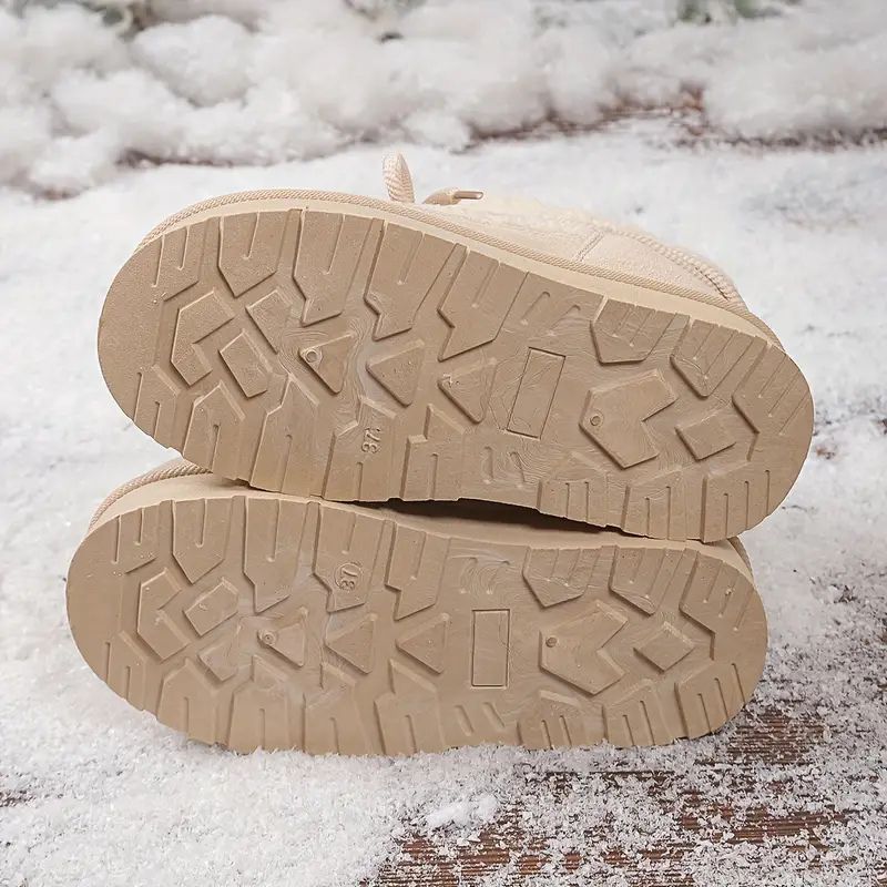 Zapatos de Invierno Cómodos para Mujeres con Forro de Piel Sintética Estilo Botín de Plataforma con Cordones