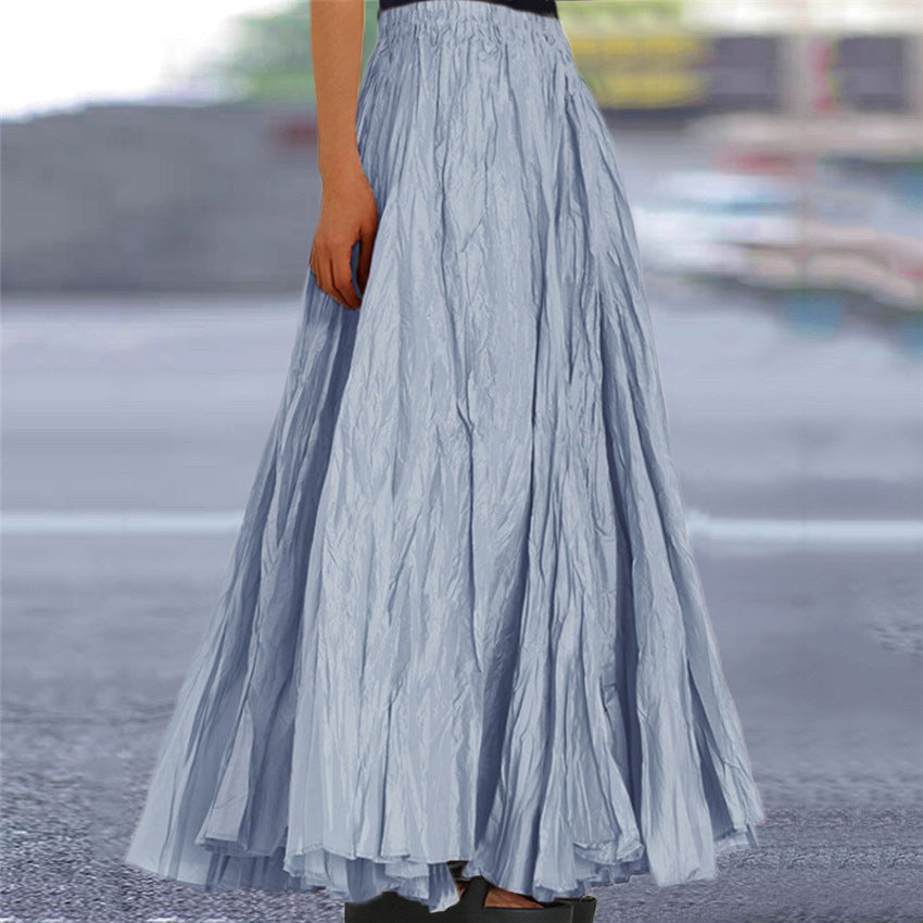 Falda Maxi Plisada Sin Esfuerzo para Mujeres con Cintura Alta y Estilo Bohemio Arrugado