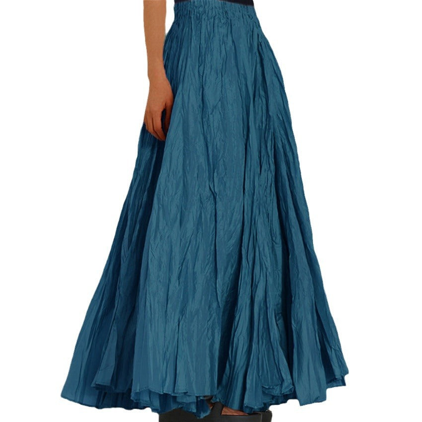 Falda Maxi Plisada Sin Esfuerzo para Mujeres con Cintura Alta y Estilo Bohemio Arrugado