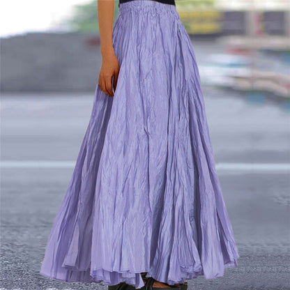 Falda Maxi Plisada Sin Esfuerzo para Mujeres con Cintura Alta y Estilo Bohemio Arrugado