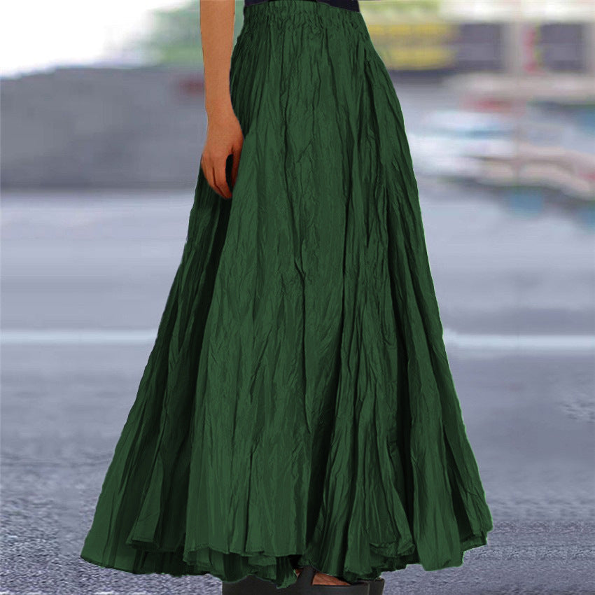 Falda Maxi Plisada Sin Esfuerzo para Mujeres con Cintura Alta y Estilo Bohemio Arrugado