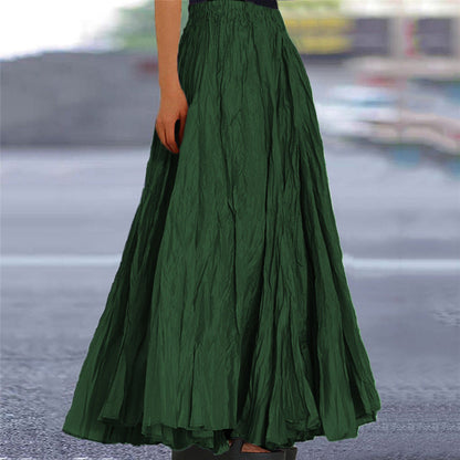 Falda Maxi Plisada Sin Esfuerzo para Mujeres con Cintura Alta y Estilo Bohemio Arrugado