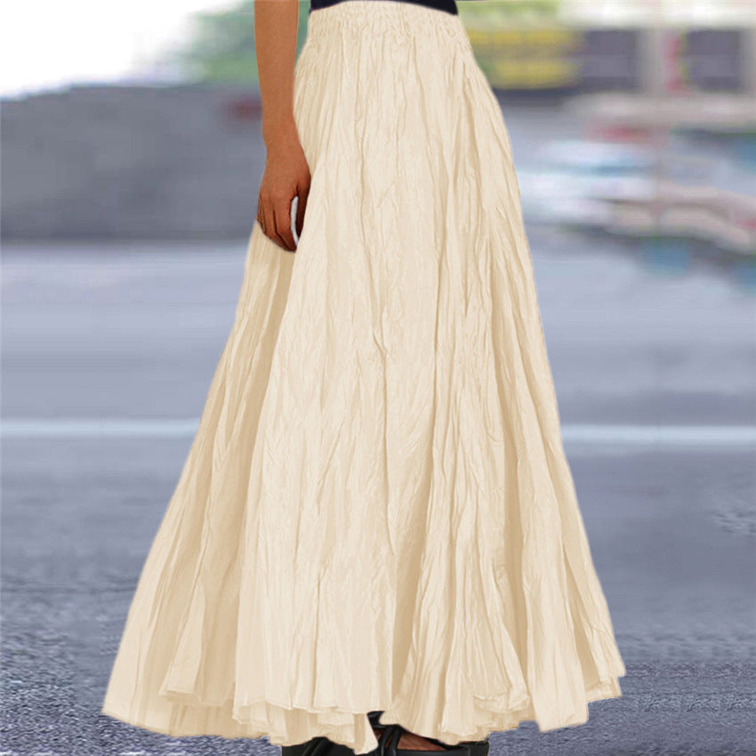 Falda Maxi Plisada Sin Esfuerzo para Mujeres con Cintura Alta y Estilo Bohemio Arrugado