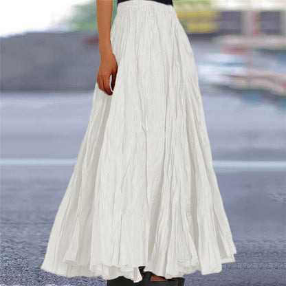Falda Maxi Plisada Sin Esfuerzo para Mujeres con Cintura Alta y Estilo Bohemio Arrugado