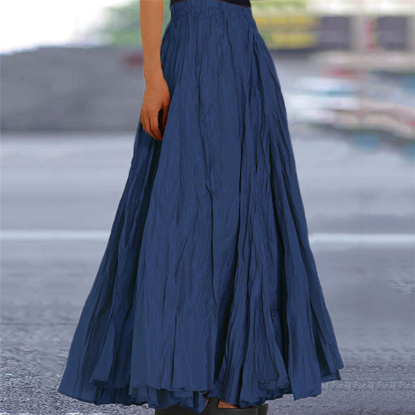 Falda Maxi Plisada Sin Esfuerzo para Mujeres con Cintura Alta y Estilo Bohemio Arrugado