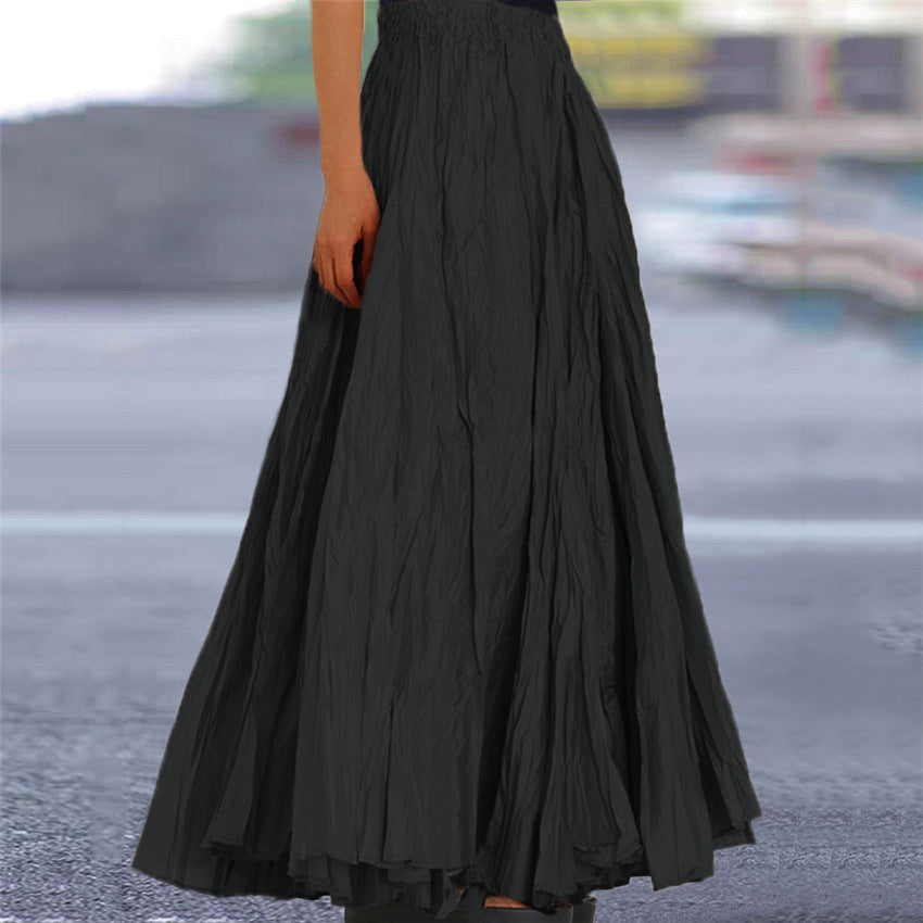 Falda Maxi Plisada Sin Esfuerzo para Mujeres con Cintura Alta y Estilo Bohemio Arrugado