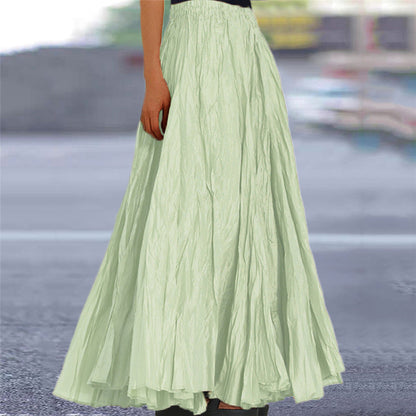 Falda Maxi Plisada Sin Esfuerzo para Mujeres con Cintura Alta y Estilo Bohemio Arrugado