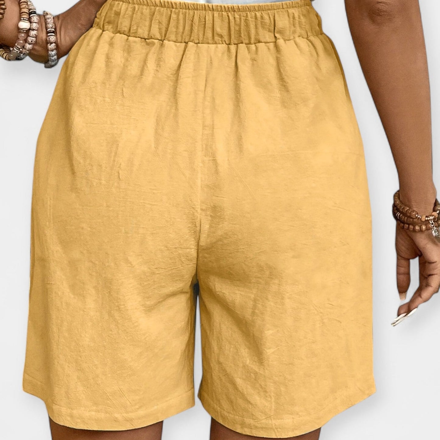 Pantalones Cortos de Lino Anchos para Mujeres con Cintura Alta y Cordón Ajustable, Estilo Casual Relajado